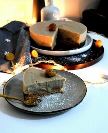 Entremet vegan aux poires et marrons. Sans gluten, healthy, allégé en sucres et matières grasses.